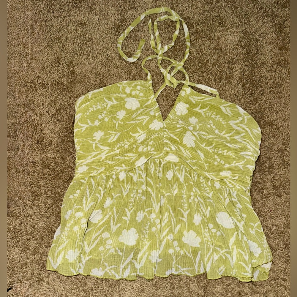 Floral Green Halter Top